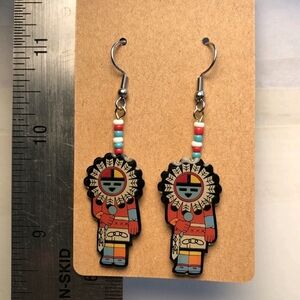 New Sundance Stainless "SUN FACE KACHINA" Pierced Earrings